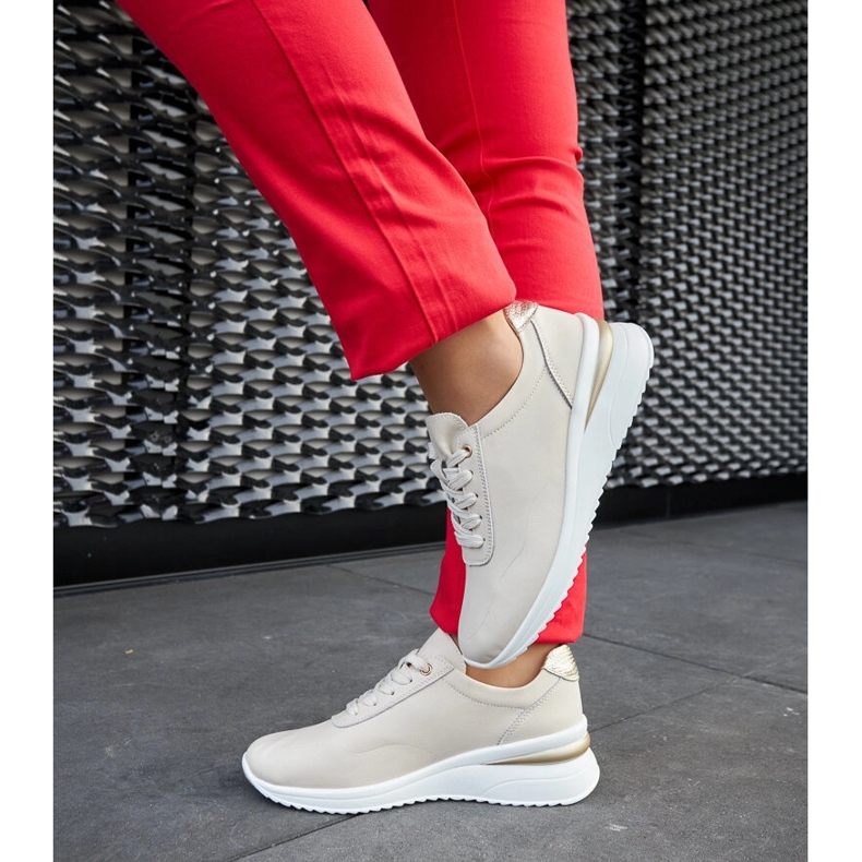 Zapatillas con cuña de cuero beige de Federico 1 Zapatillas con cuña de cuero beige de Federico 1