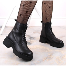 Botas de mujer de piel con tacón y plataforma, aislantes, negro, T.Sokolski 191 5
