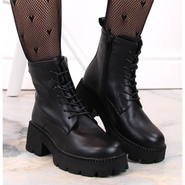 Botas de mujer de piel con tacón y plataforma, aislantes, negro, T.Sokolski 191 6