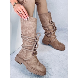 Botas de ante con cordón Spicer Khaki beige 4