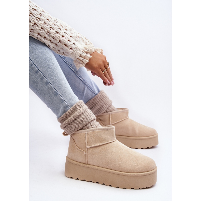 Botas de nieve con plataforma de ante beige claro Corcoran 1