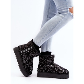 Botas de Nieve Mujer Plataforma Decoradas con Lentejuelas Silmo Negro 5