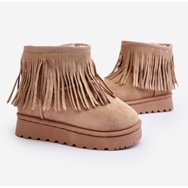 Botas de nieve infantiles aislantes con flecos decorativos Beige Nimia 9