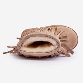 Botas de nieve infantiles aislantes con flecos decorativos Beige Nimia 8