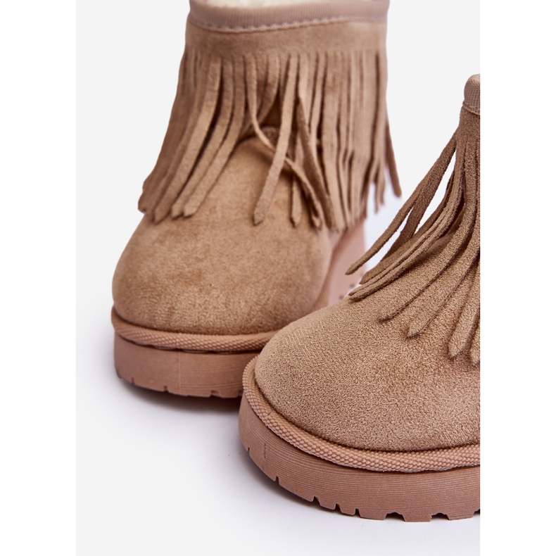Botas de nieve infantiles aislantes con flecos decorativos Beige Nimia 1