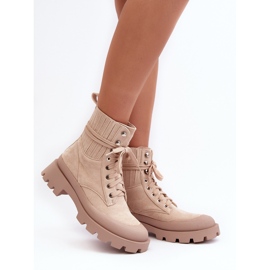 Botas Trapper De Mujer Con Cordones Gordts Beige 8