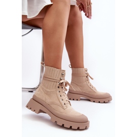 Botas Trapper De Mujer Con Cordones Gordts Beige 4
