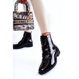 S.Barski Botas Calientes Lacadas Tacón Plano Negro Geira 3