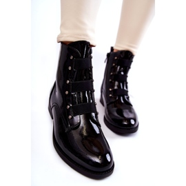 S.Barski Botas Calientes Lacadas Tacón Plano Negro Geira 2