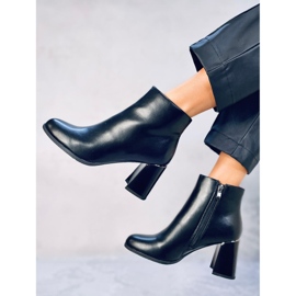 Botines Tanna Black de piel flor con tacón estable negro 4