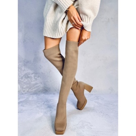 Botas de tacón alto de Hilary Khaki beige 4