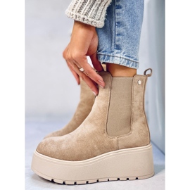 Botas cuña Ronda Caqui beige 2