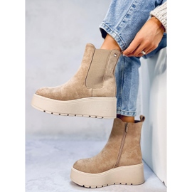 Botas cuña Ronda Caqui beige 3