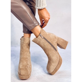 Botines tacón ancho Ciara Khaki beige 4