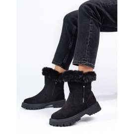 W. Potocki Botas de nieve Potocki de ante negro con pelo 1