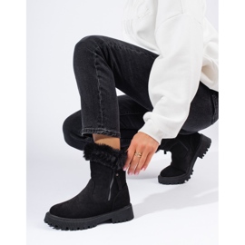 W. Potocki Botas de nieve Potocki de ante negro con pelo 2