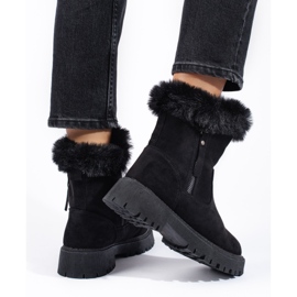 W. Potocki Botas de nieve Potocki de ante negro con pelo 3