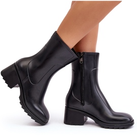 Botines Mujer Tacón Alto Galoshes Mate Negro Bertaida 8