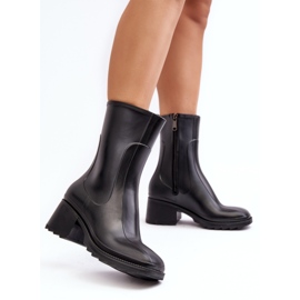 Botines Mujer Tacón Alto Galoshes Mate Negro Bertaida 3