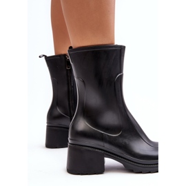 Botines Mujer Tacón Alto Galoshes Mate Negro Bertaida 4