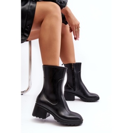 Botines Mujer Tacón Alto Galoshes Mate Negro Bertaida 6