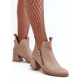 Botas De Mujer De Piel Con Tacón Bajo Y Recortes Zazoo 850 Beige 4