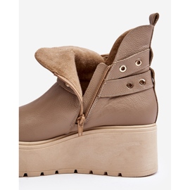 Botines Mujer Piel Con Plataforma Cuña Y Tiras Zazoo 1752 Beige 2