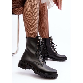 Botines Worker Mujer Piel Con Adorno Zazoo 1757 Negro 2