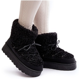 Botas de nieve con cordones y suela gruesa para mujer, Negro Loso 8