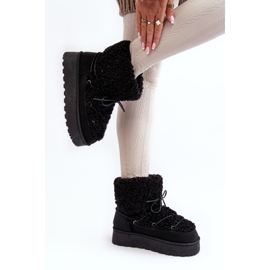 Botas de nieve con cordones y suela gruesa para mujer, Negro Loso 5