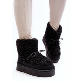 Botas de nieve con cordones y suela gruesa para mujer, Negro Loso 6