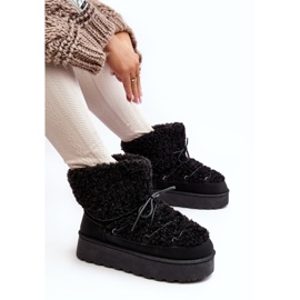 Botas de nieve con cordones y suela gruesa para mujer, Negro Loso 7