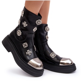 S.Barski Botines de piel con aislamiento y adornos D&amp;A MR870-14A Negro 11
