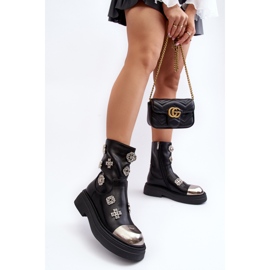 S.Barski Botines de piel con aislamiento y adornos D&amp;A MR870-14A Negro 8