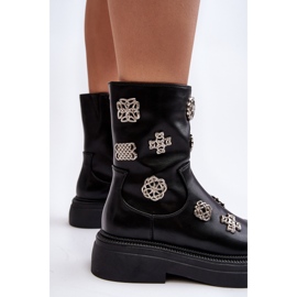 S.Barski Botines de piel con aislamiento y adornos D&amp;A MR870-14A Negro 9