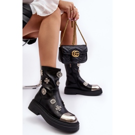 S.Barski Botines de piel con aislamiento y adornos D&amp;A MR870-14A Negro 3