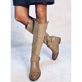 Botas cuña oculta Watson Caqui beige 4