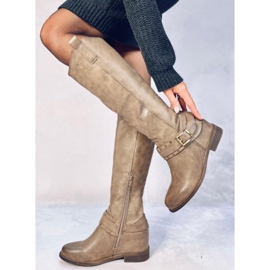 Botas cuña oculta Watson Caqui beige 5