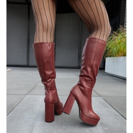 Botas burdeos con plataforma y tacón alto de Zoccorino rojo 3