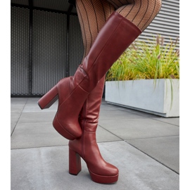 Botas burdeos con plataforma y tacón alto de Zoccorino rojo 4