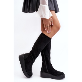 Botas de ante para mujer con plataforma S.Barski, negro 3