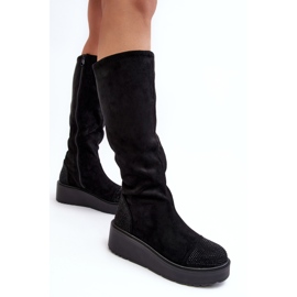 Botas de ante para mujer con plataforma S.Barski, negro 5