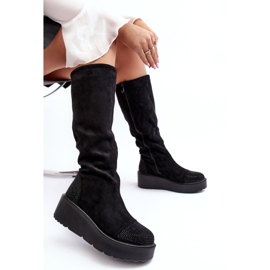 Botas de ante para mujer con plataforma S.Barski, negro 7