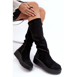 Botas de ante para mujer con plataforma S.Barski, negro 8