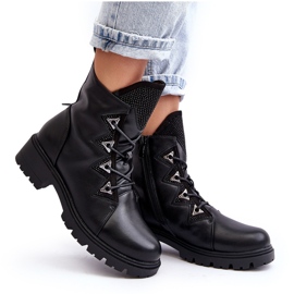 Botas Aislante De Piel Con Pedrería Negro Gwen S.Barski HY93-52A 11