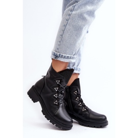 Botas Aislante De Piel Con Pedrería Negro Gwen S.Barski HY93-52A 4