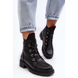 Botas Aislante De Piel Con Pedrería Negro Gwen S.Barski HY93-52A 9