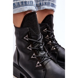 Botas Aislante De Piel Con Pedrería Negro Gwen S.Barski HY93-52A 10