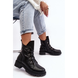 Botas Aislante De Piel Con Pedrería Negro Gwen S.Barski HY93-52A 2