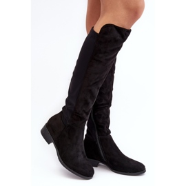 Botas por encima de la rodilla de ante para mujer S.Barski HY27098A Negro 1